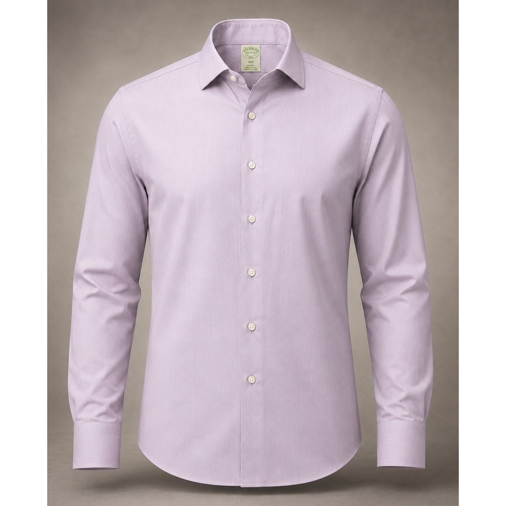 Brooks Brothers 1818 Dress Shirt Mens 17 5 36 37 Slim Cotton Pink Herringbone